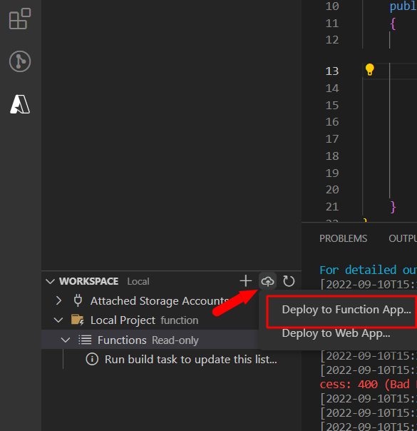 Deploy project to Azure Funciton App