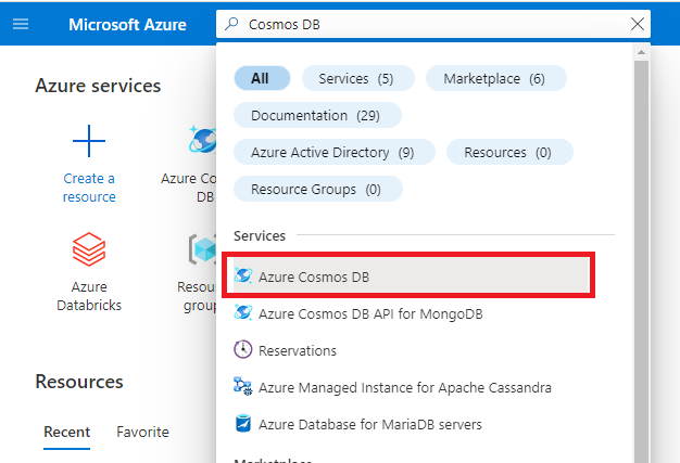 Azure Portal Search bar