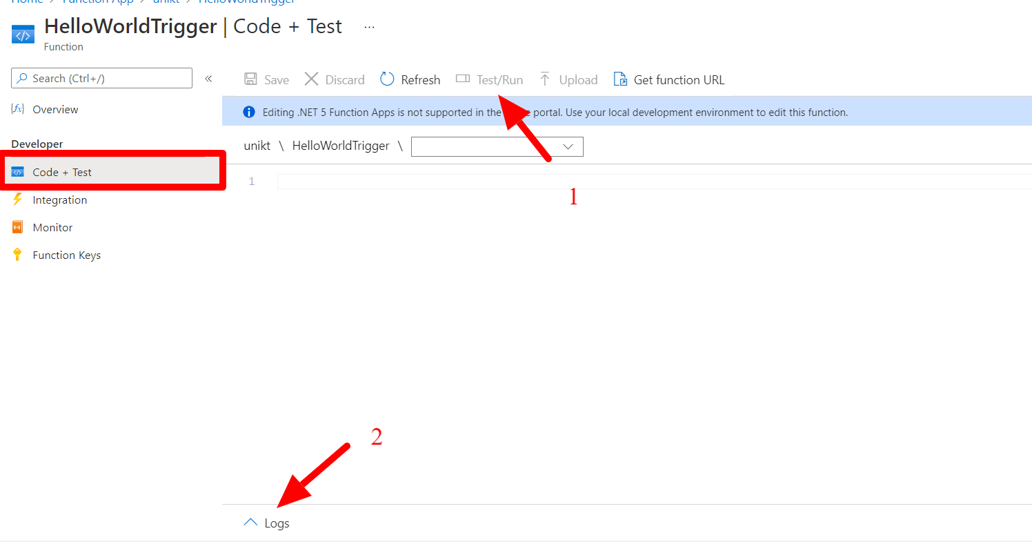 Function trigger & logs